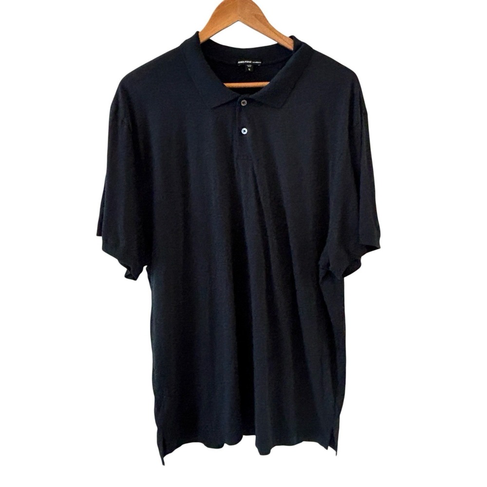 James Perse Polo Shirt Mens 5/2XL Navy Blue Cotton Minimalist Business Casual